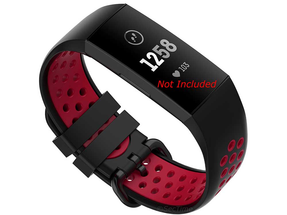 Replacement Silicone Watch Strap Band For Fitbit Charge 3, 4 Black/Red - Universal - 01