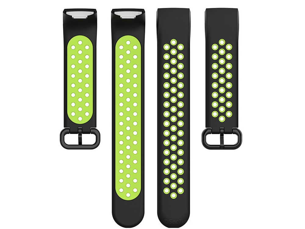 Replacement Silicone Watch Strap Band For Fitbit Charge 3, 4 Black/Green - Universal - 05