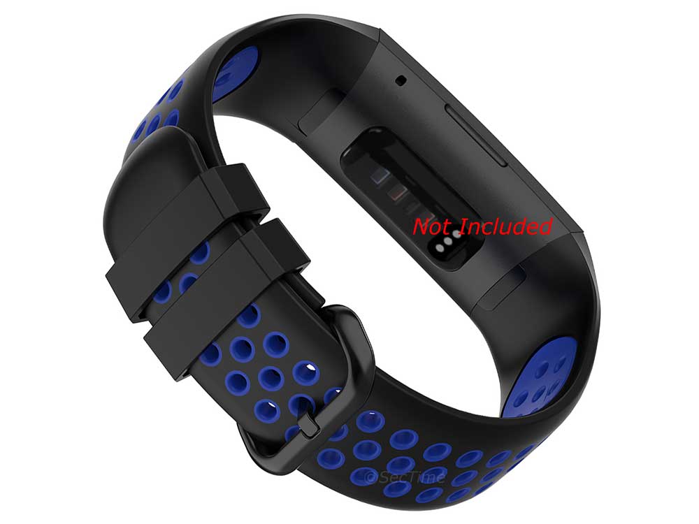 Replacement Silicone Watch Strap Band For Fitbit Charge 3, 4 - Black/Blue - Universal - 02