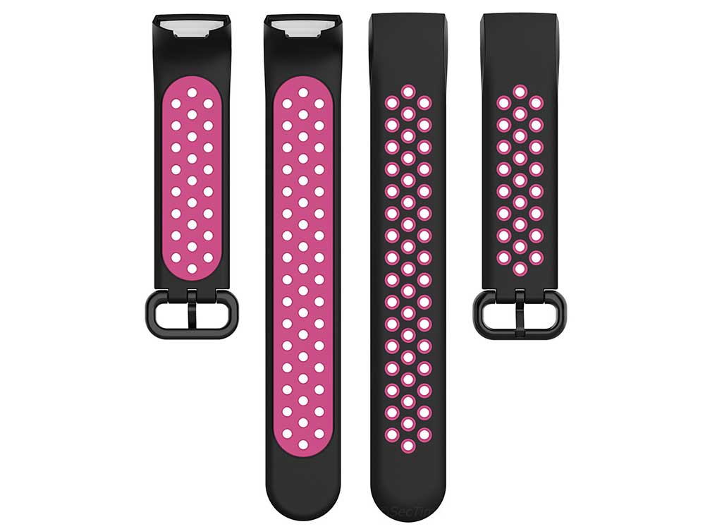 Replacement Silicone Watch Strap Band For Fitbit Charge 3, 4 Black/Lilac - Universal - 05