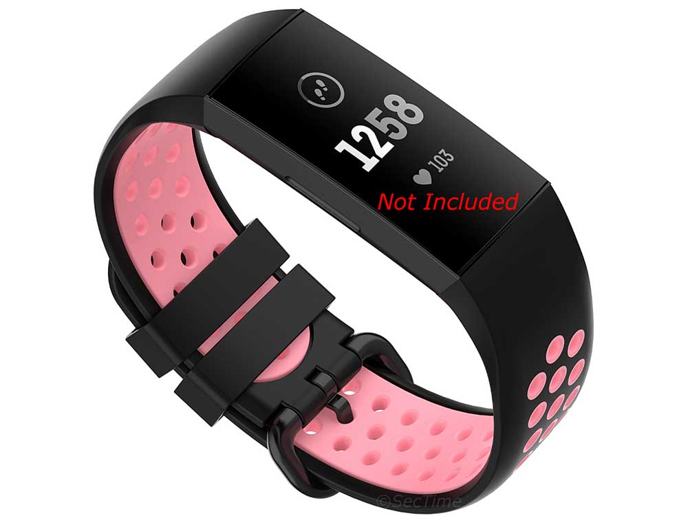 Silicone Watch Strap Band For Fitbit Charge 3, 4 Black/Pink - Universal - M2