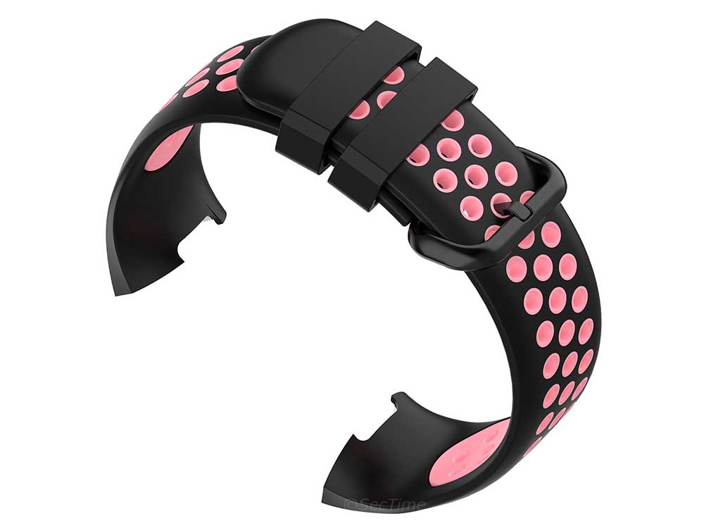 Replacement Silicone Watch Strap Band For Fitbit Charge 3, 4 Black/Pink - Universal - 03