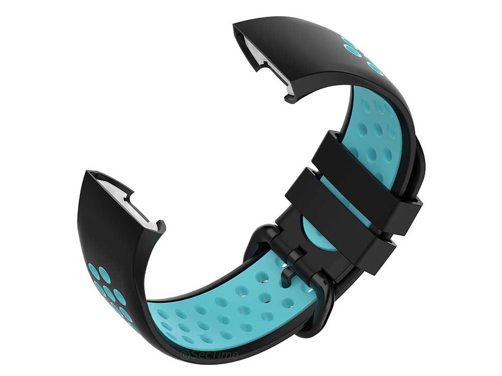 Replacement Silicone Watch Strap Band For Fitbit Charge 3, 4 Black/Aqua - Universal - 04