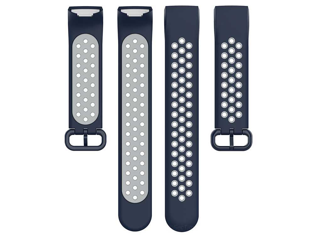 Replacement Silicone Watch Strap Band For Fitbit Charge 3, 4 Blue/Grey - Universal - 05