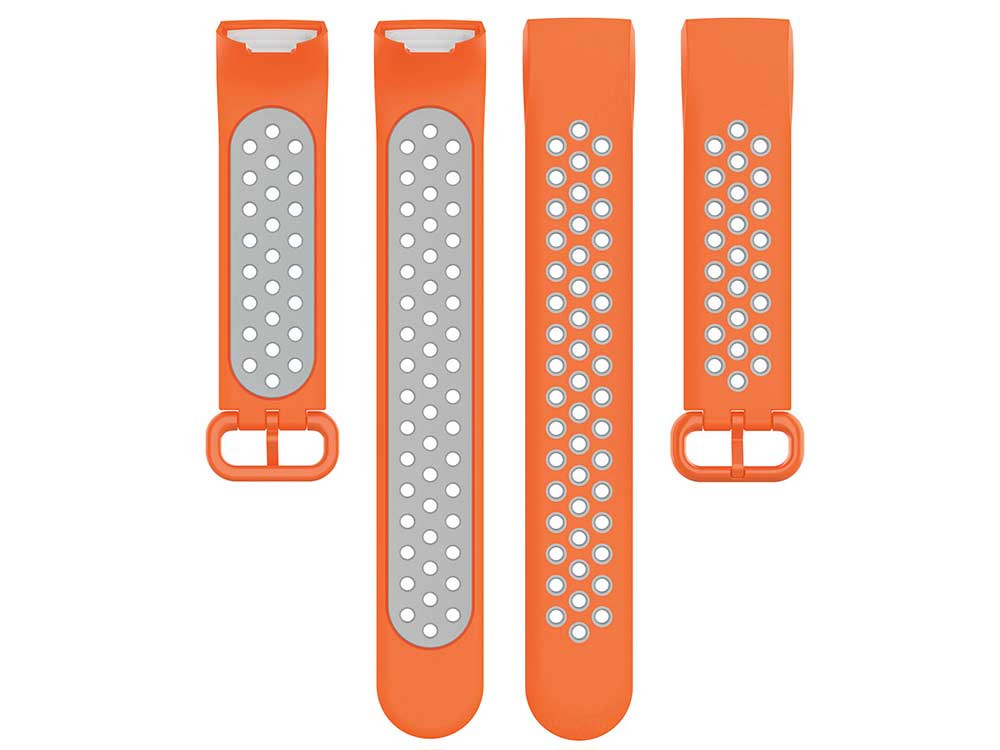 Replacement Silicone Watch Strap Band For Fitbit Charge 3, 4 Orange/Grey - Universal - 05