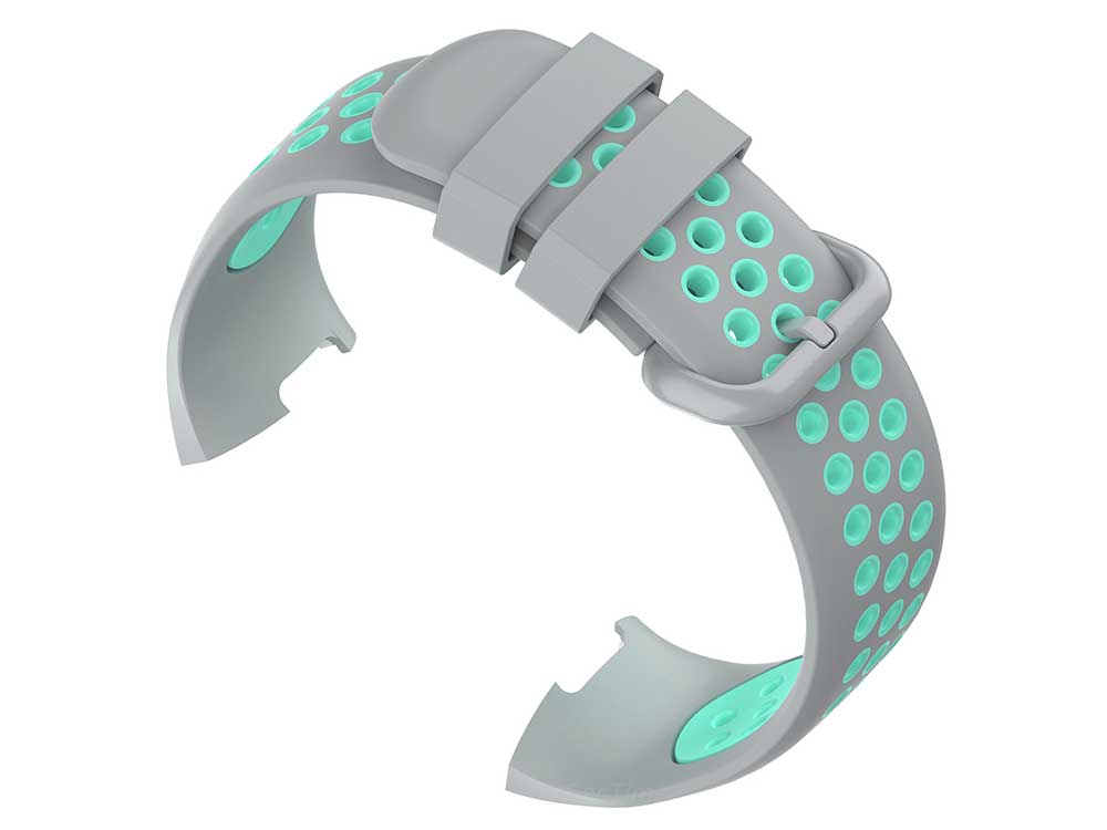Replacement Silicone Watch Strap Band For Fitbit Charge 3, 4 Grey/Turquoise - Universal - 03