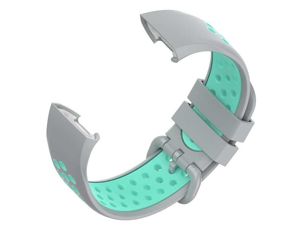 Replacement Silicone Watch Strap Band For Fitbit Charge 3, 4 Grey/Turquoise - Universal - 04