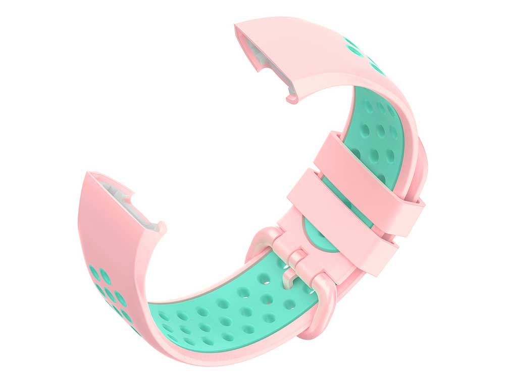 Replacement Silicone Watch Strap Band For Fitbit Charge 3, 4 Pink/Turquoise - Universal - 04