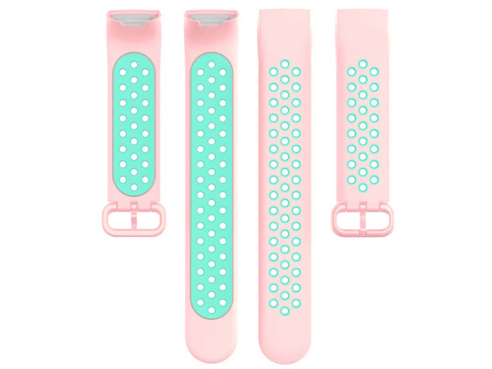 Replacement Silicone Watch Strap Band For Fitbit Charge 3, 4 Pink/Turquoise - Universal - 05