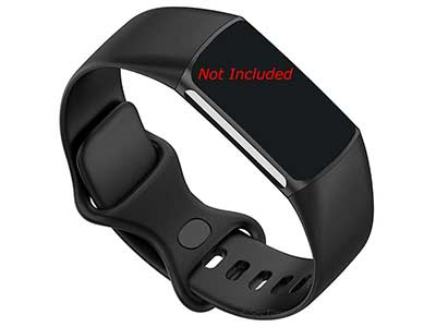 Replacement Silicone Watch Strap Band For Fitbit Charge 5 Black - Large