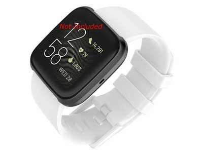Silicone Watch Strap Band QR For Fitbit Versa 1, 2, Lite - White Large - M1