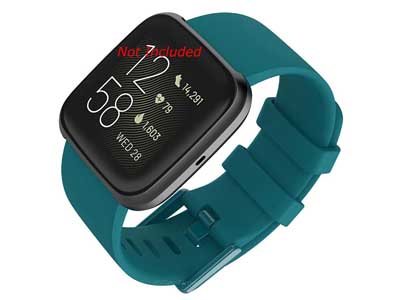 Silicone Watch Strap Band QR For Fitbit Versa 1, 2, Lite - Turquoise Large - M1