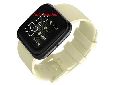 Silicone Watch Strap Band QR For Fitbit Versa 1, 2, Lite - Beige Large - M1