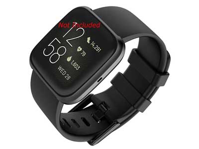 Silicone Watch Strap Band QR For Fitbit Versa 1, 2, Lite - Black Small - M1