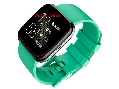 Silicone Watch Strap Band QR For Fitbit Versa 1, 2, Lite - Green Large - M1