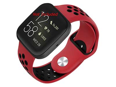 Silicone Watch Strap Band QR For Fitbit Versa 1, 2, Lite - Red/Black - M2