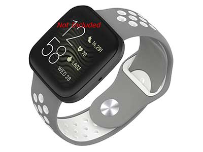 Silicone Watch Strap Band QR For Fitbit Versa 1, 2, Lite - Grey/White - M2