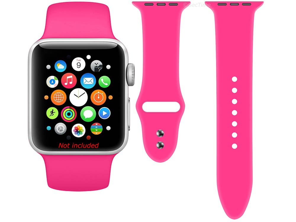 Silicone Watch Strap Band For iWatch 38mm/40mm Neon Pink - Large - M1 - 03
