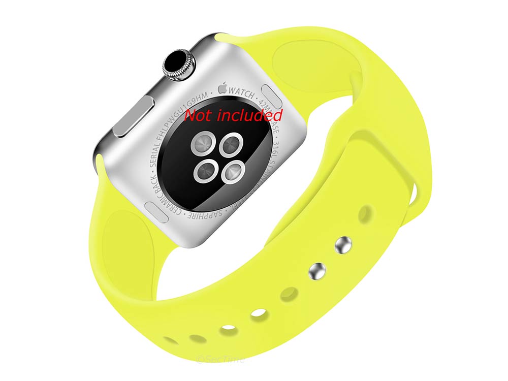 Silicone Watch Strap Band For Apple iWatch 42mm/44mm Yellow - Large - M1 - 02