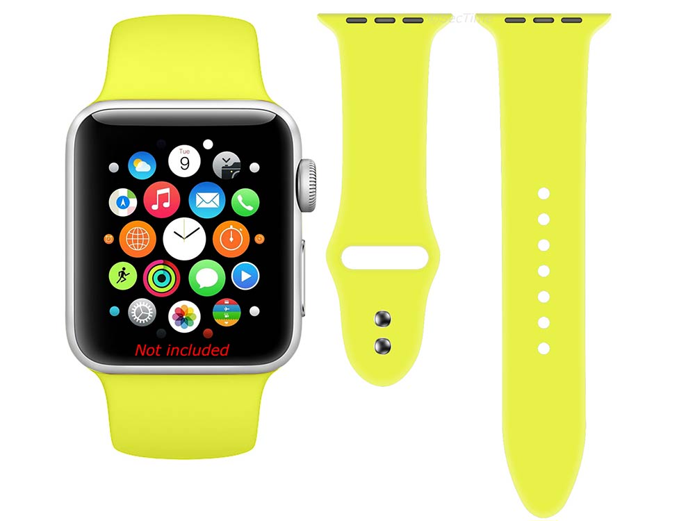 Silicone Watch Strap Band For Apple iWatch 42mm/44mm Yellow - Large - M1 - 03