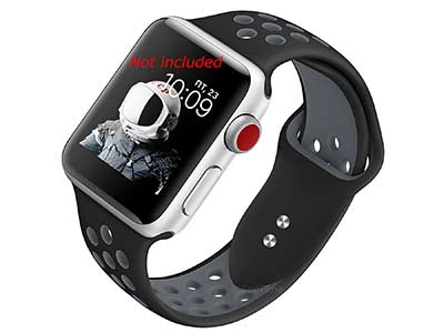 Perforated Silicone Watch Strap For Apple iWatch 38mm/40mm Black/Grey Small
