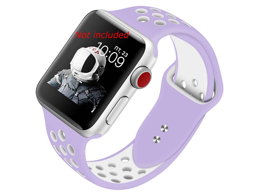 Perforated Silicone Watch Strap For Apple iWatch 42mm/44mm Lilac/White Small