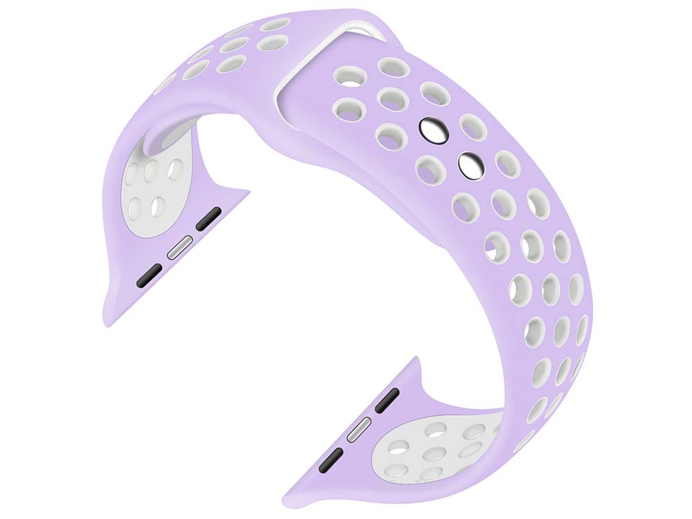 Silicone Watch Strap Band For iWatch 42mm/44mm Lilac/White - Large - M2 - 02
