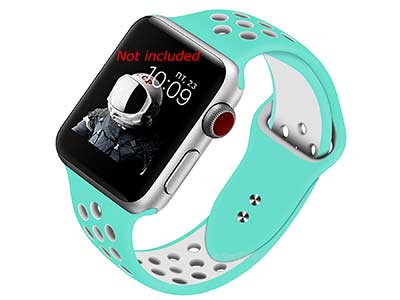 Perforated Silicone Watch Strap For Apple iWatch 38mm/40mm Turquoise/White Large