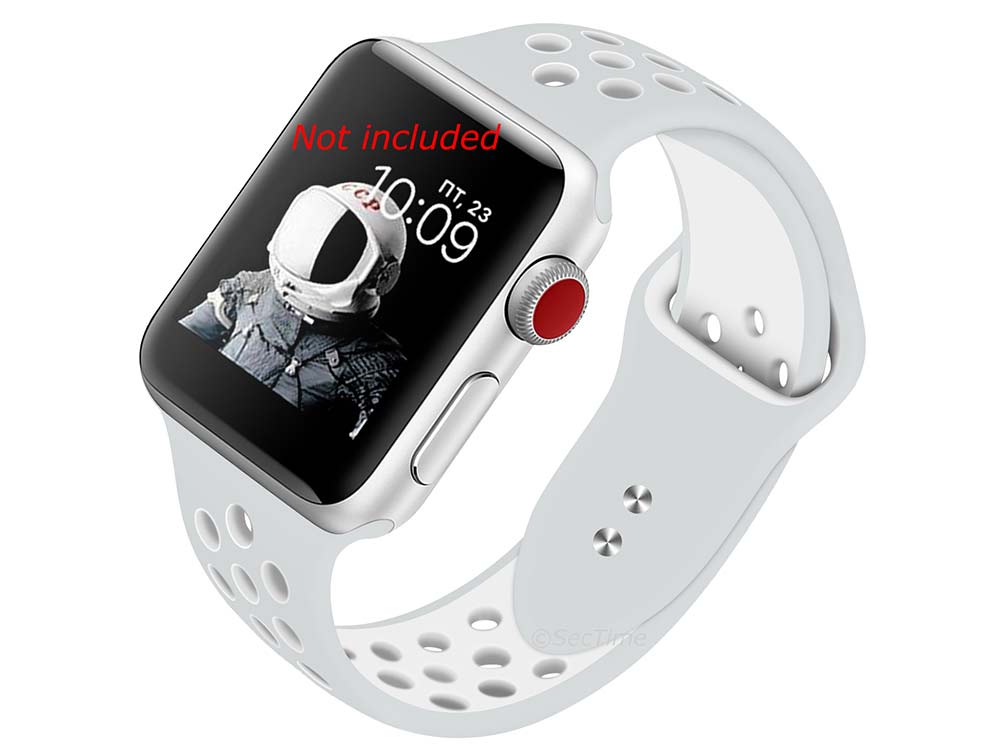 Perforated Silicone Watch Strap For Apple iWatch 42mm/44mm Silver/White Small