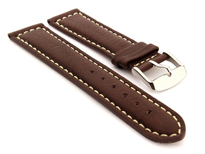 Mens Watch Band Corsair Dark Brown / White 20mm