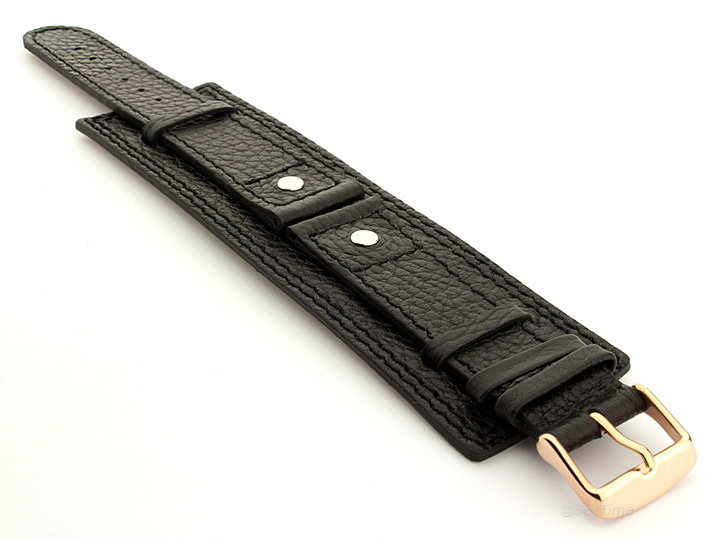 Watch Band with Wrist Cuff Leather Dakar Black 05 01