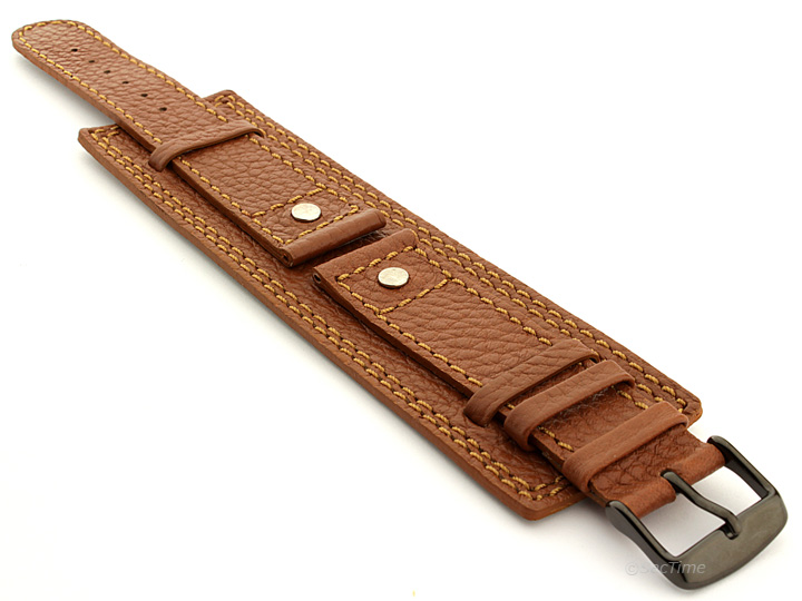 Watch Band with Wrist Cuff Leather Dakar Brown 07 01