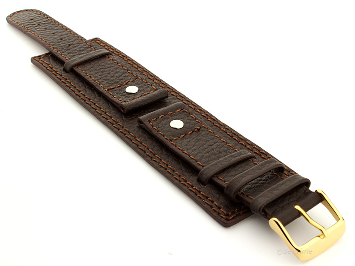 Watch Band with Wrist Cuff Leather Dakar Dark Brown 03 01