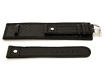 Leather Watch Band with Wrist Cuff Dakar Black 20mm