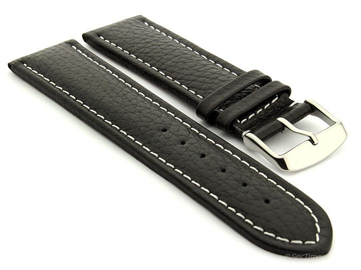 Extra Long Watch Band Dark Brown with White Stitching Freiburg 02