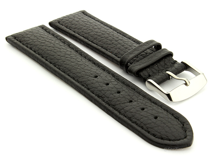 Extra Long Watch Band Black with Black Stitching Freiburg 01