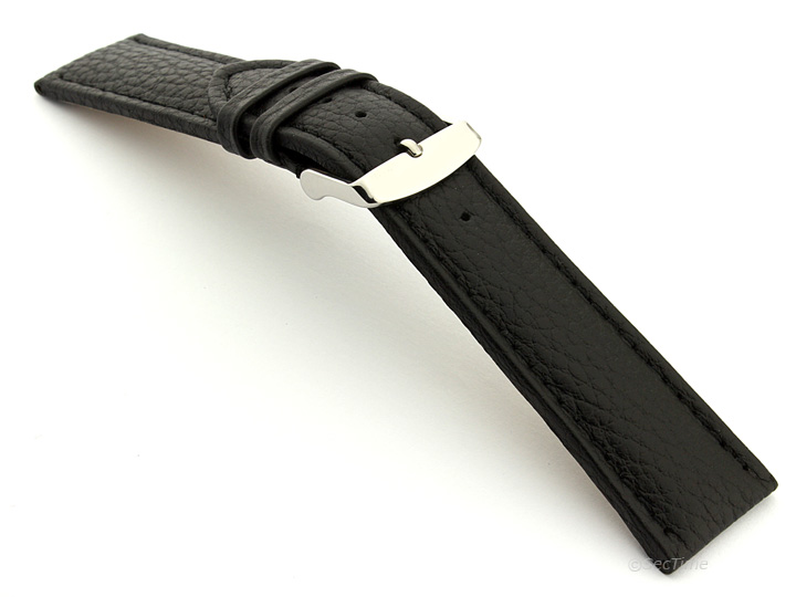 Extra Long Watch Band Black with Black Stitching Freiburg 02