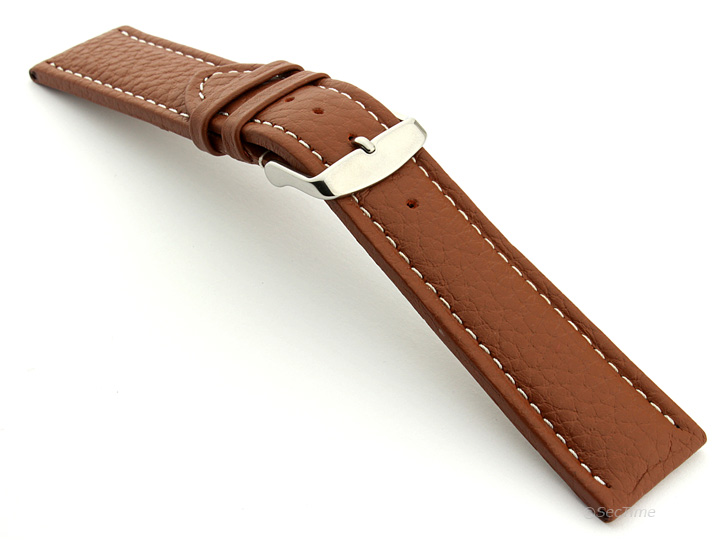 Extra Long Watch Band Brown with White Stitching Freiburg 02