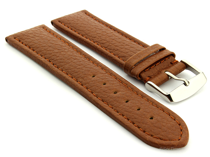 Extra Long Watch Band Brown with Brown Stitching Freiburg 01