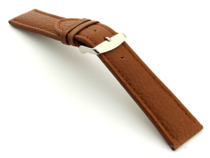 Extra Long Watch Band Brown with Brown Stitching Freiburg 02