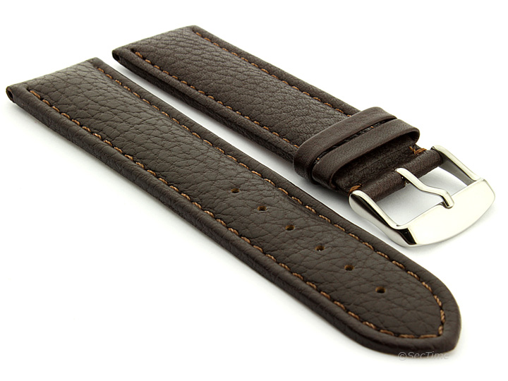 Extra Long Watch Band Dark Brown with Brown Stitching Freiburg 01
