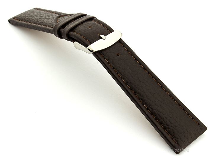 Extra Long Watch Band Dark Brown with Brown Stitching Freiburg 02
