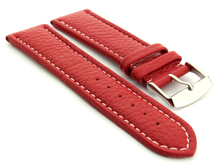 Extra Long Watch Band Red with White Stitching Freiburg 01