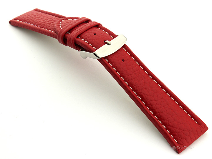 Extra Long Watch Band Red with White Stitching Freiburg 02