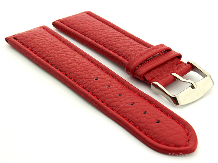Extra Long Watch Band Red with Red Stitching Freiburg 01