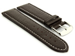 Extra Long Watch Band Freiburg Dark Brown / White 26mm