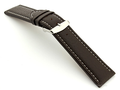 Extra Long Watch Band Dark Brown with White Stitching Freiburg 02