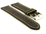 Leather Watch Band Kana Black / Yellow 24mm