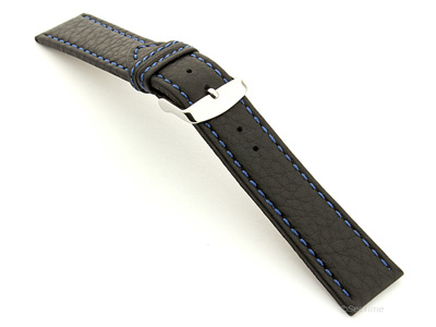 Leather Watch Band Kana Black / Blue 22mm