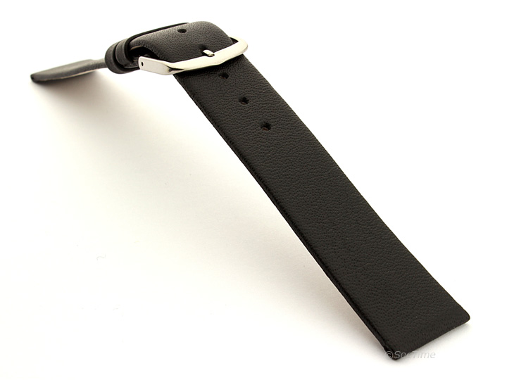 19mm Leather Watch Band Black Madrid 02